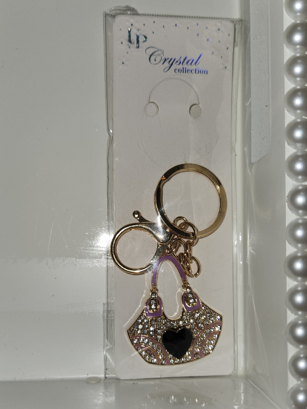 Gold & Pink Handbag Keychain